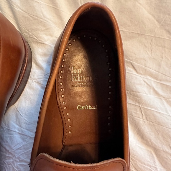 Allen Edmonds Carlsbad light tan leather woven loafers size 9 3E - Picture 3 of 7